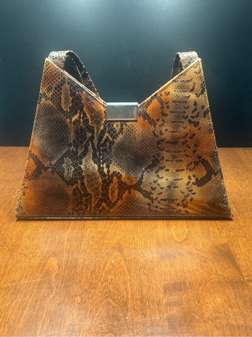 Vintage Spanish Leather Collection Geometric Faux Snakeskin Bag